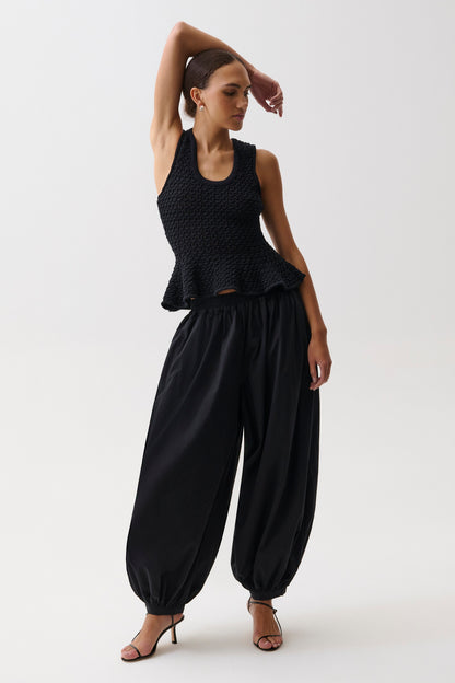 Liya Poplin Balloon Pant - Noir