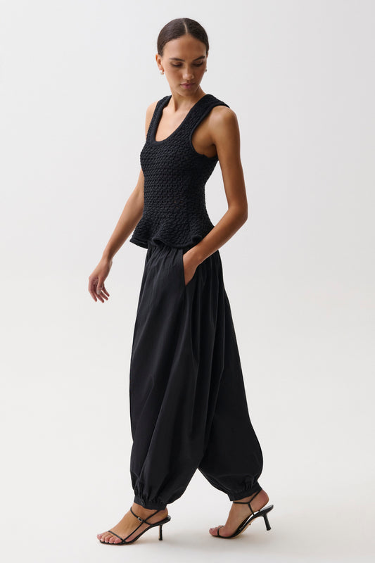 Liya Poplin Balloon Pant - Noir