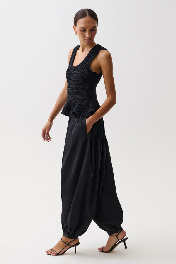 Liya Poplin Balloon Pant - Noir