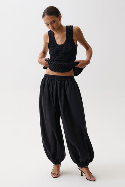 Liya Poplin Balloon Pant - Noir