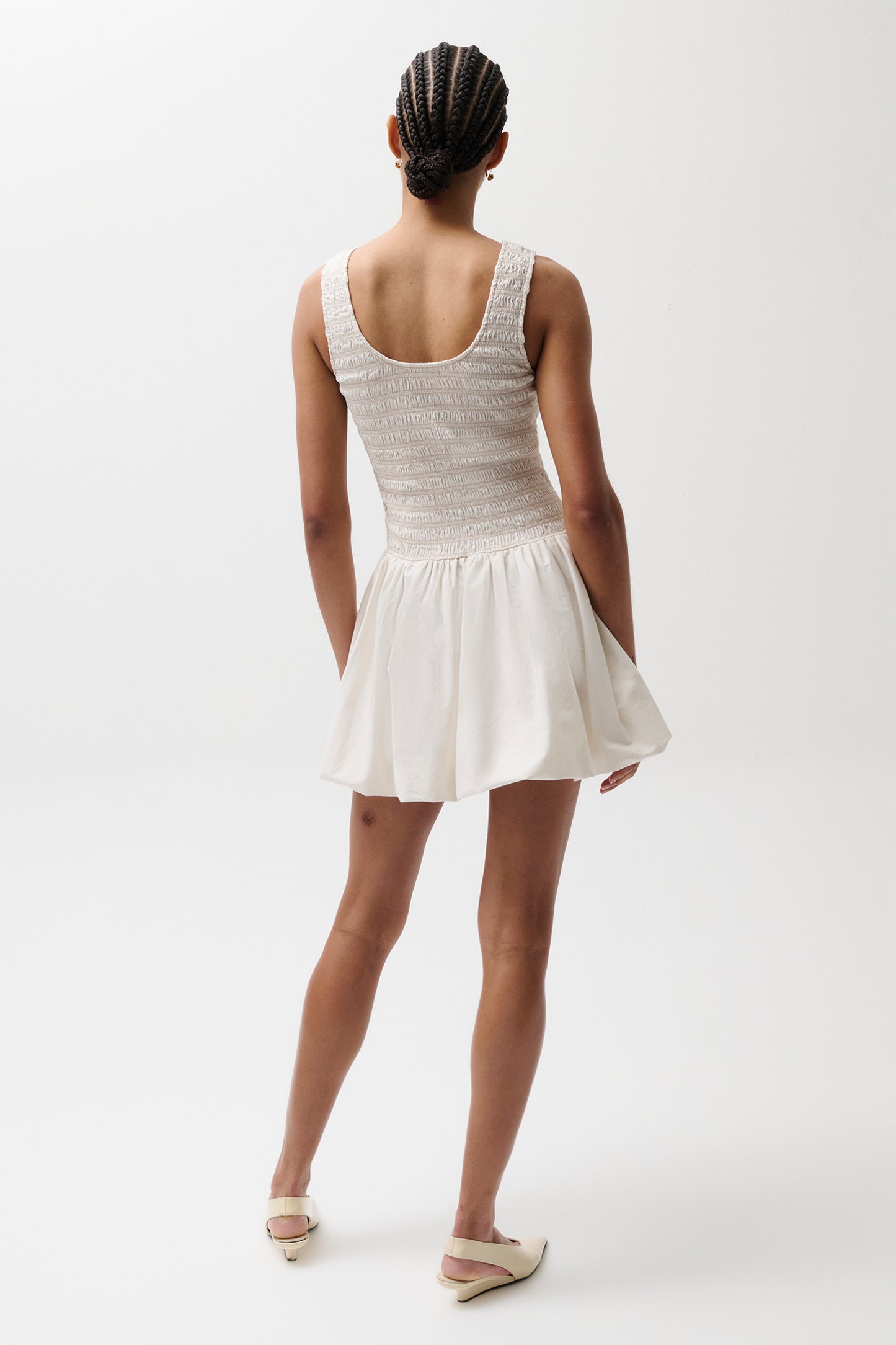 Ilona Bubble Hem Dress - Soft White