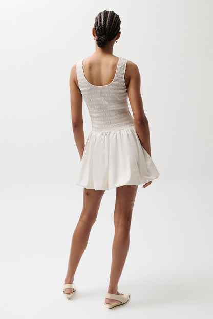 Ilona Bubble Hem Dress - Soft White