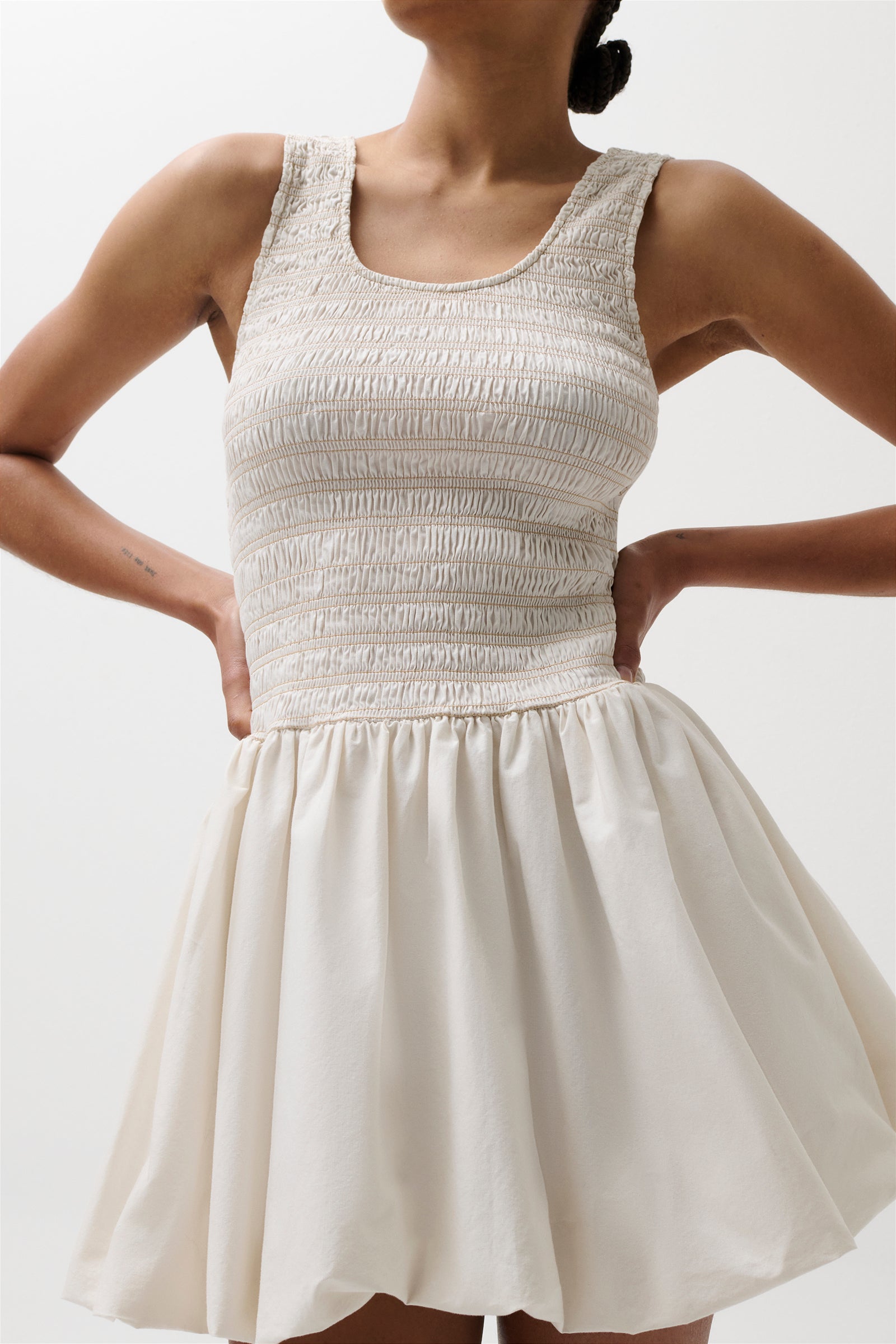 Ilona Bubble Hem Dress - Soft White Pistola Denim Ilona Bubble Hem Dress - Soft White Pistola Denim
