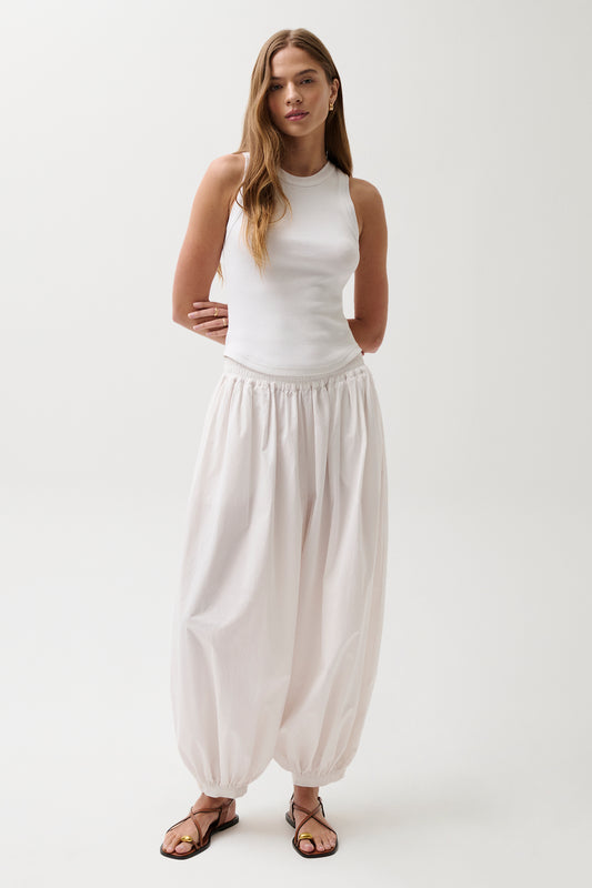 Pistola Liya Poplin Balloon Pant - Le Blanc relaxed cropped jeans