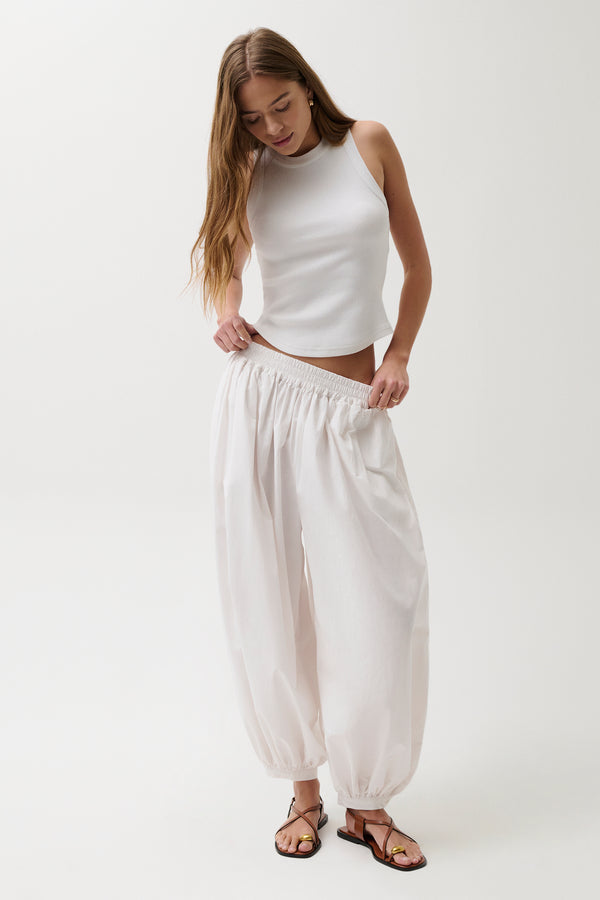Liya Poplin Balloon Pant - Le Blanc