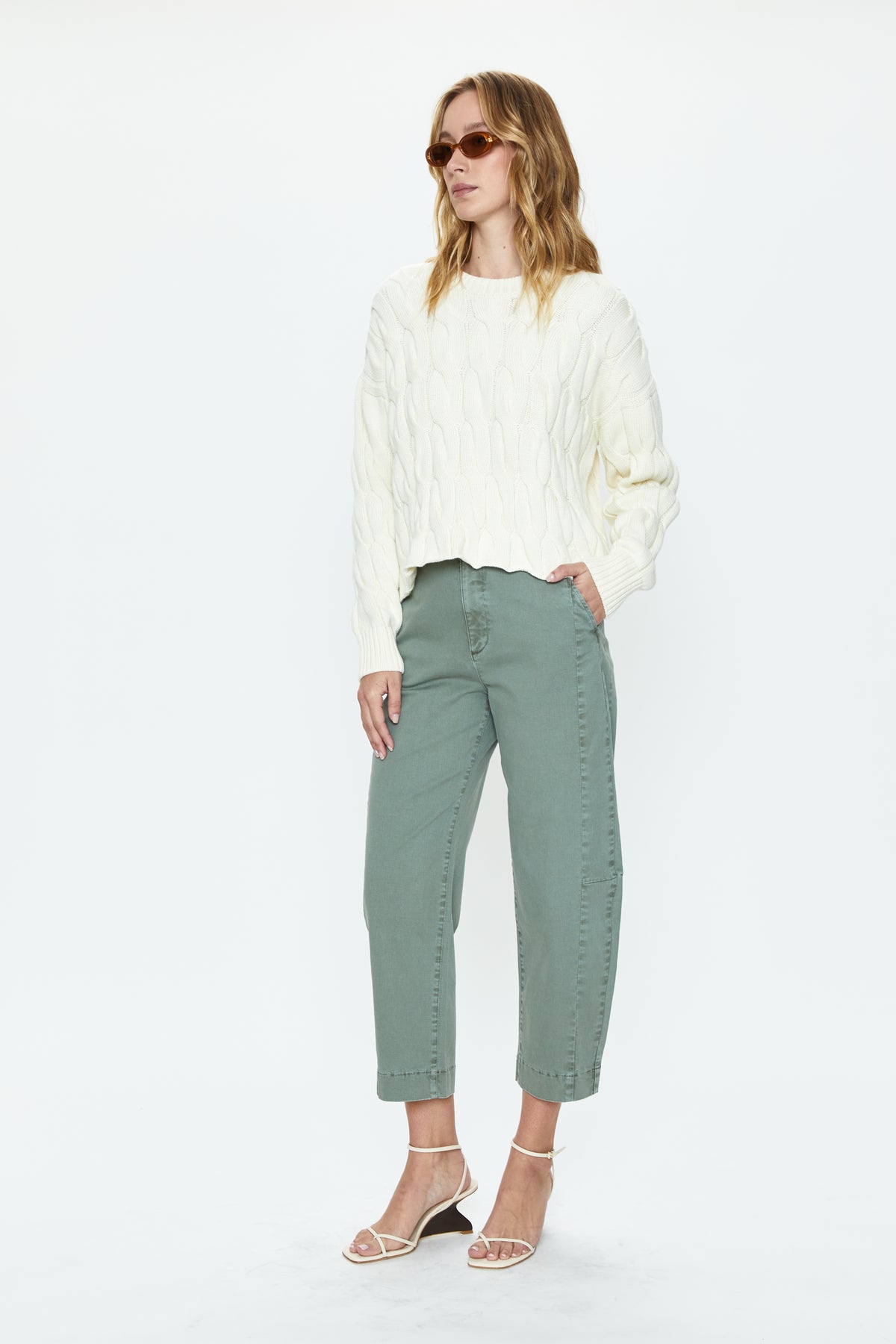 Eli High Rise Arched Trouser - Calvary Olive