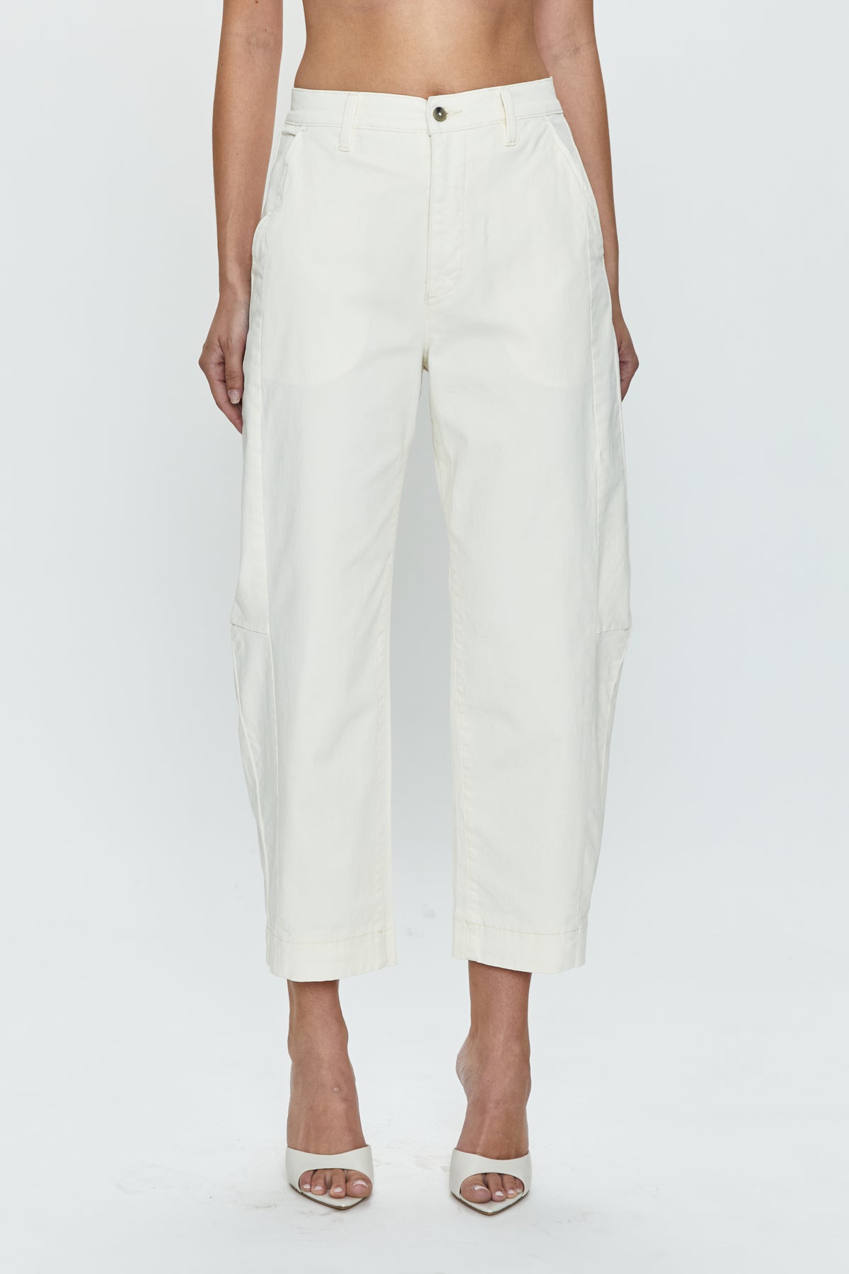 Eli High Rise Arched Trouser - Eggshell