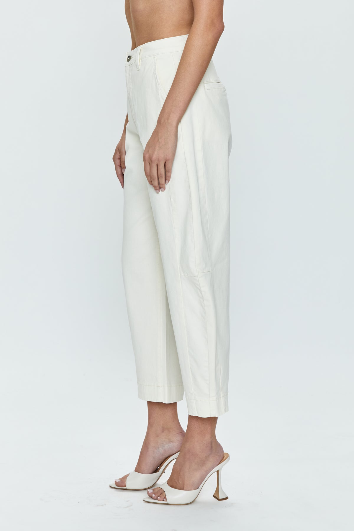 Eli High Rise Arched Trouser - Eggshell
