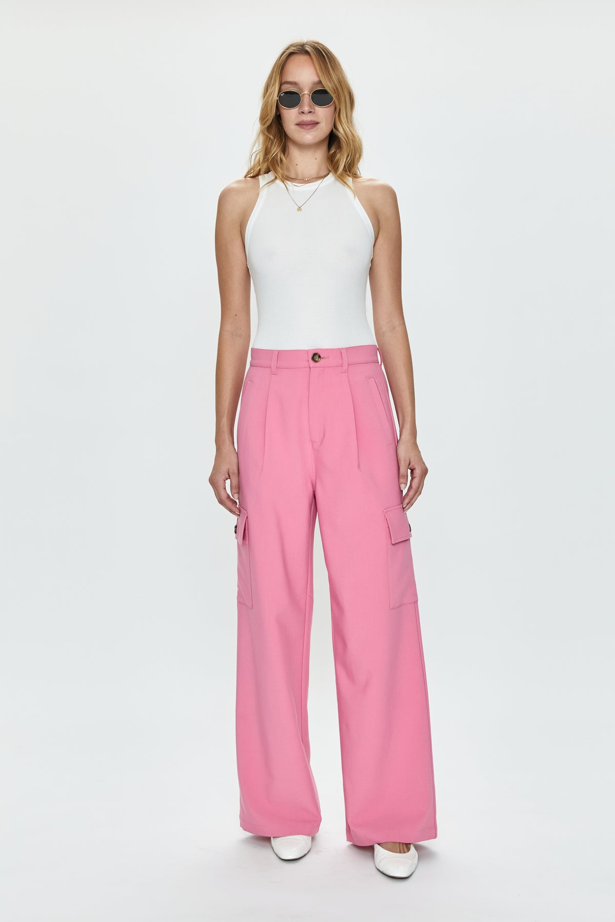 Brynn High Rise Relaxed Cargo Trouser  - Pink Cosmos
