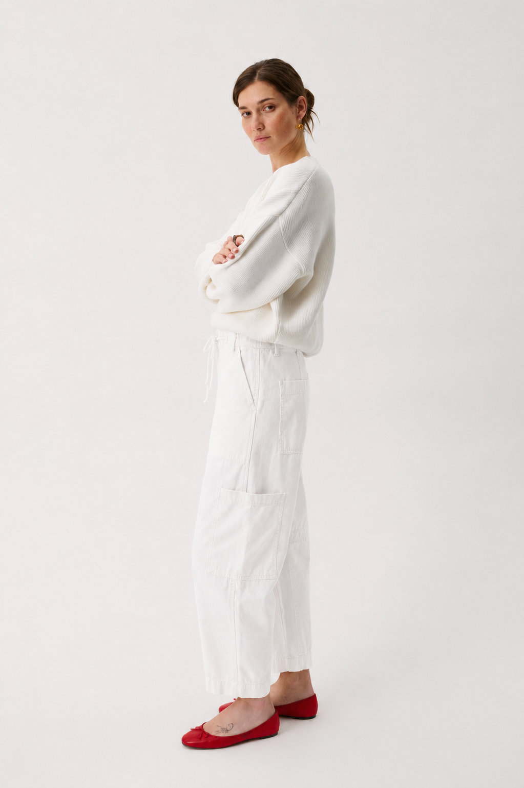 Sabrina Curved Utility Pants - White