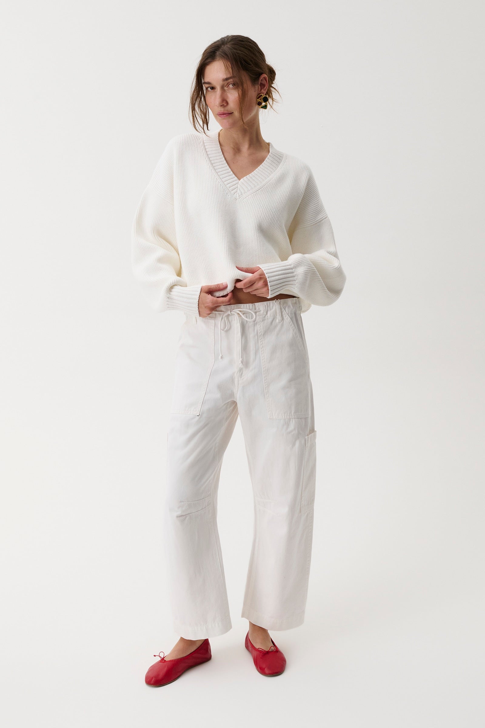 Sabrina Curved Utility Pants - White – Pistola Denim