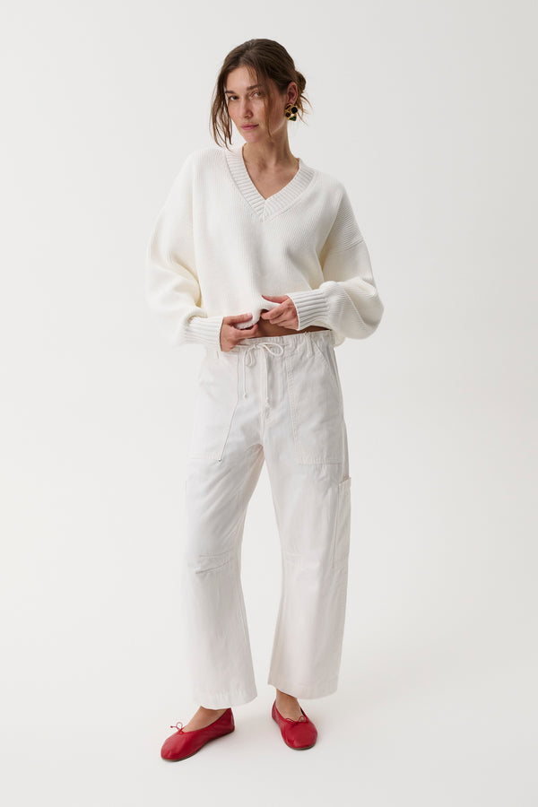 Sabrina Curved Utility Pants - White