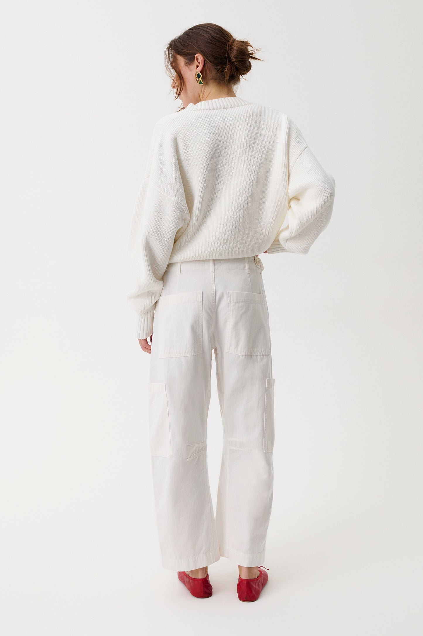 Sabrina Curved Utility Pants - White