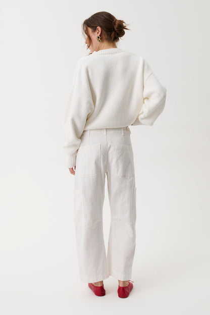 Sabrina Curved Utility Pants - White