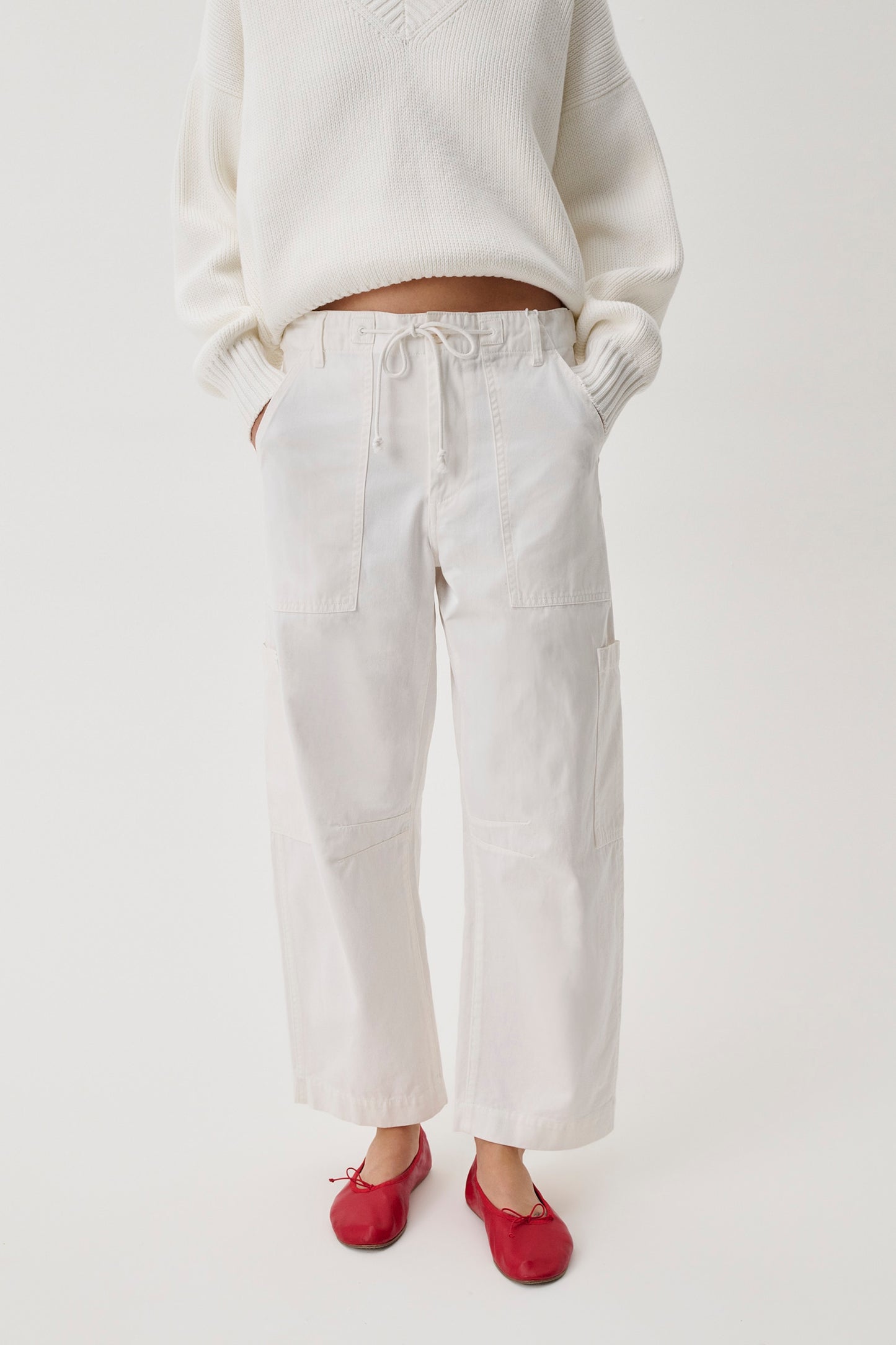 Sabrina Curved Utility Pants - White