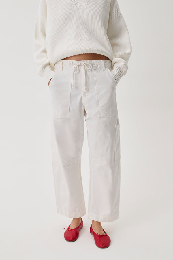 Sabrina Curved Utility Pants - White