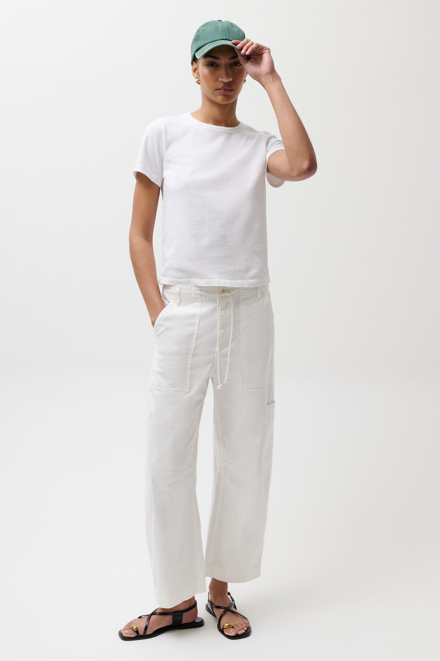 Sabrina Curved Utility Pants - White