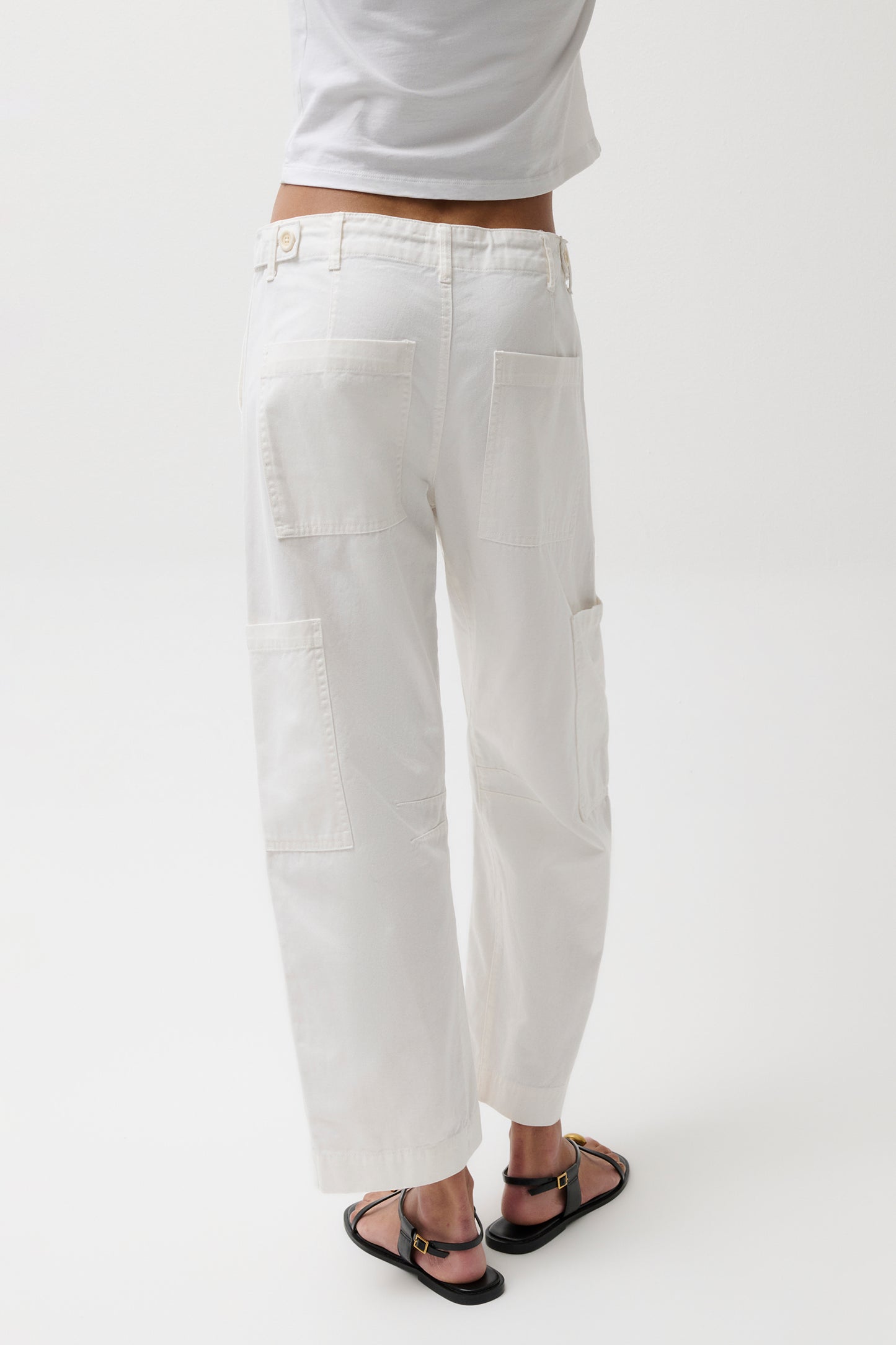 Sabrina Curved Utility Pants - White