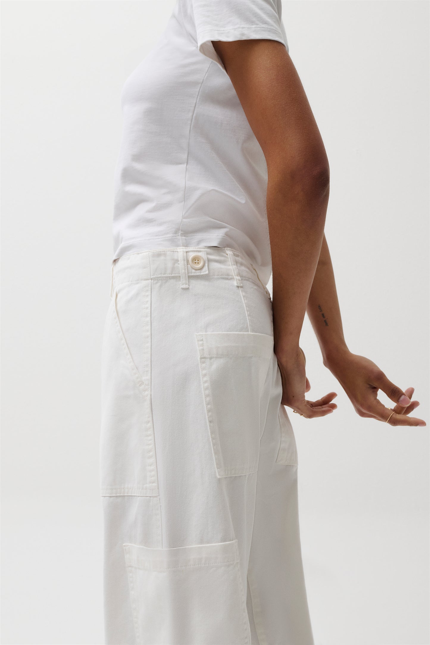 Sabrina Curved Utility Pants - White