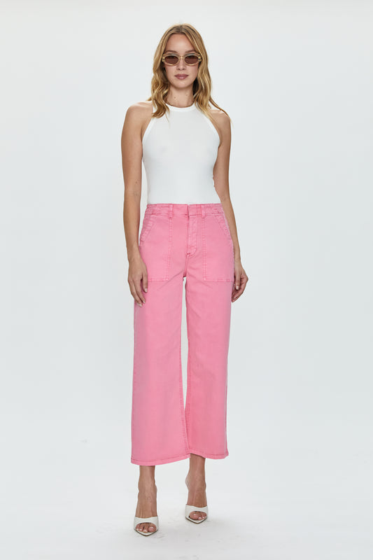 Sophia Wide Leg Trouser Pant  - Peony Pink