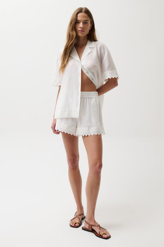 Meiya Lace Camp Short - Soft White