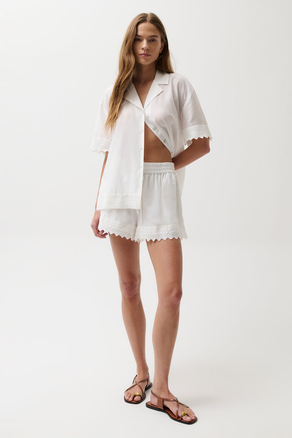 Meiya Lace Camp Short - Soft White