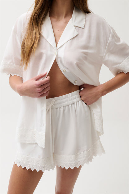Meiya Lace Camp Short - Soft White