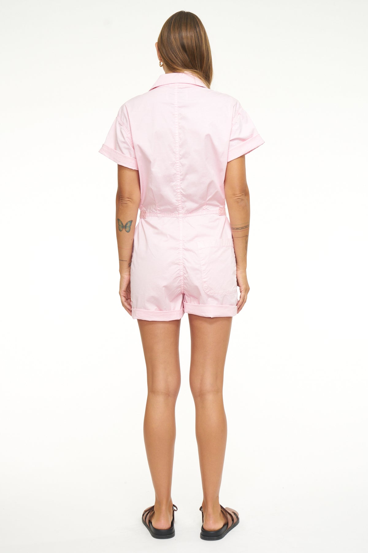 Parker Short Sleeve Romper - Pink Mist