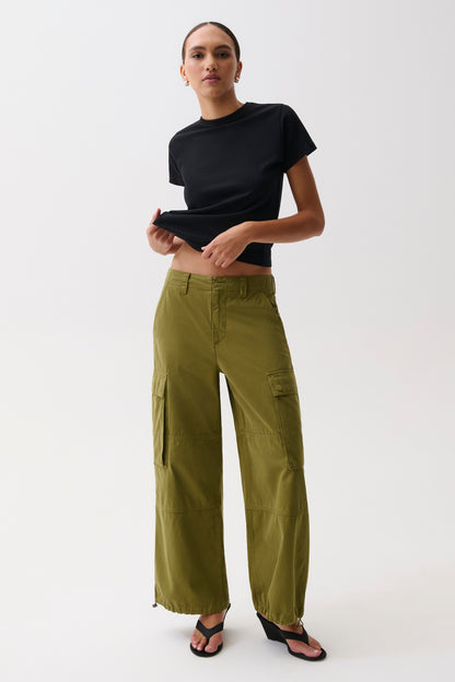 Petra Drawstring Harem Cargo Pant - Deep Moss