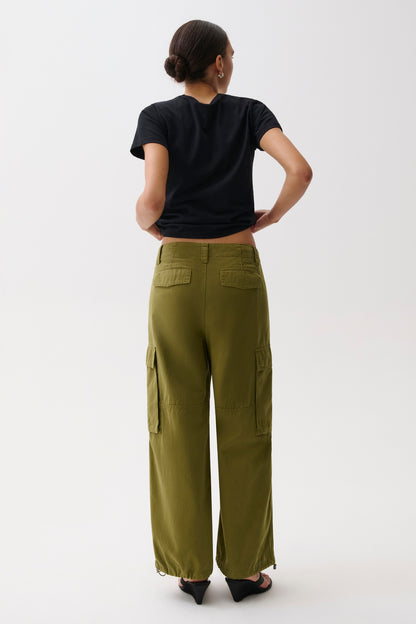 Petra Drawstring Harem Cargo Pant - Deep Moss