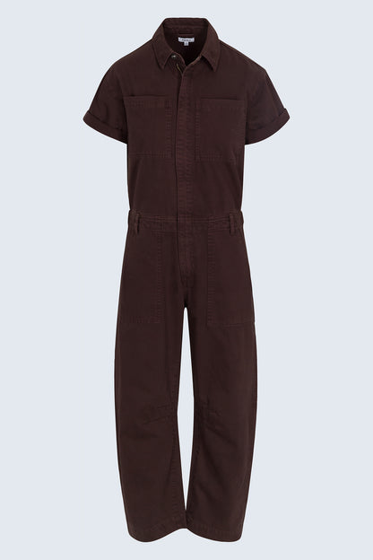 Cruz Barrel Leg Jumpsuit- Mocha
