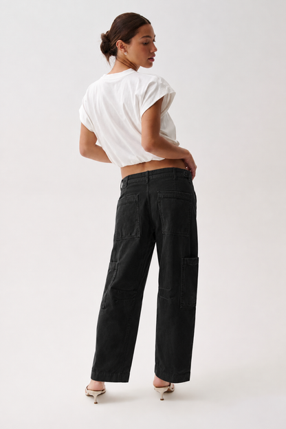 PETITE Sabrina Curved Utility Pants - Washed Black