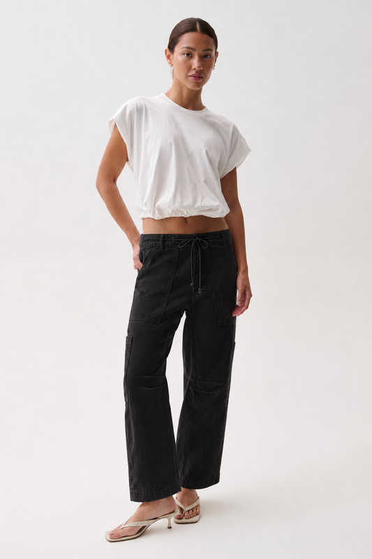 PETITE Sabrina Curved Utility Pants - Washed Black