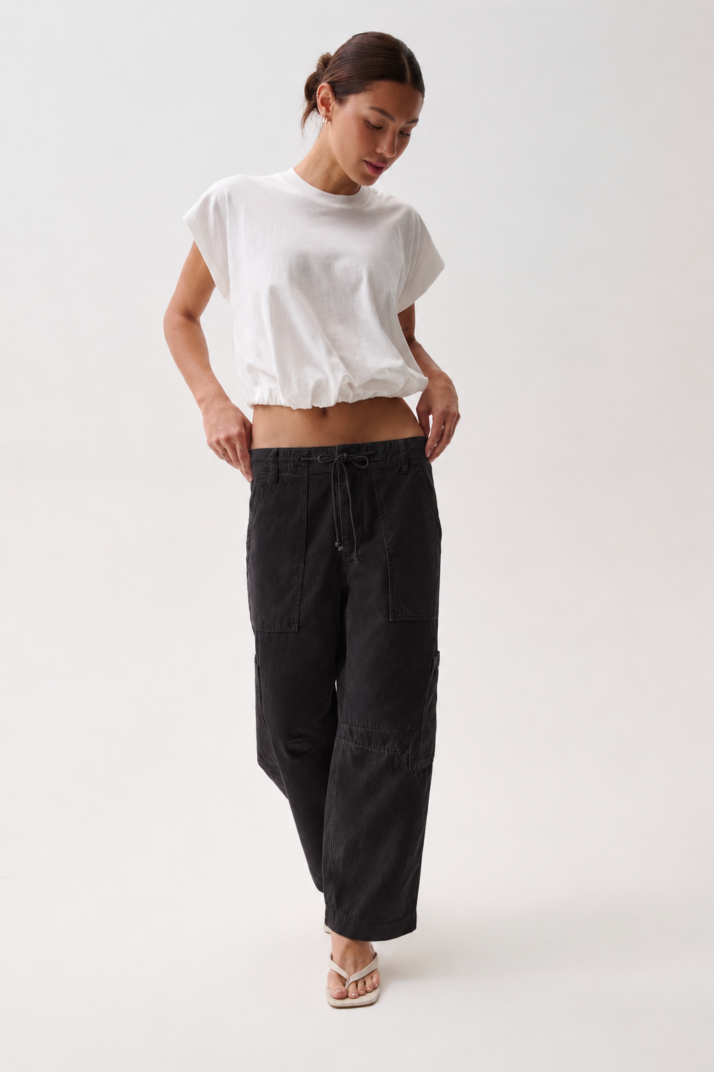 PETITE Sabrina Curved Utility Pants - Washed Black