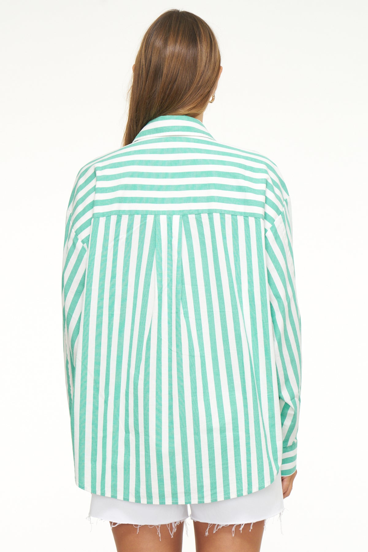 Sloane Oversized Button Down Shirt - Clover Stripe