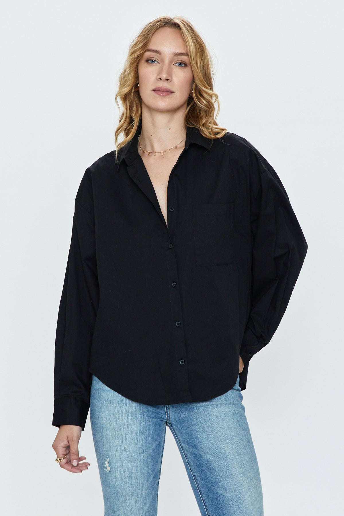 Sloane Oversized Button Down Shirt - Noir