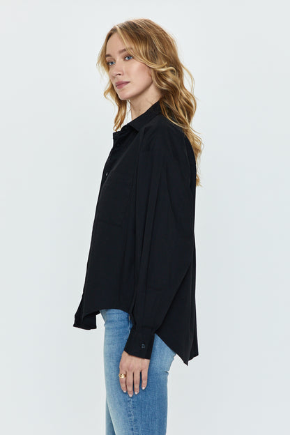 Sloane Oversized Button Down Shirt - Noir