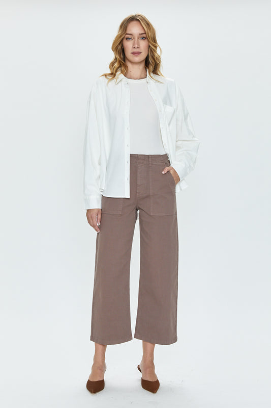 Sophia Wide Leg Utility Ankle Pant - Dark Mushroom