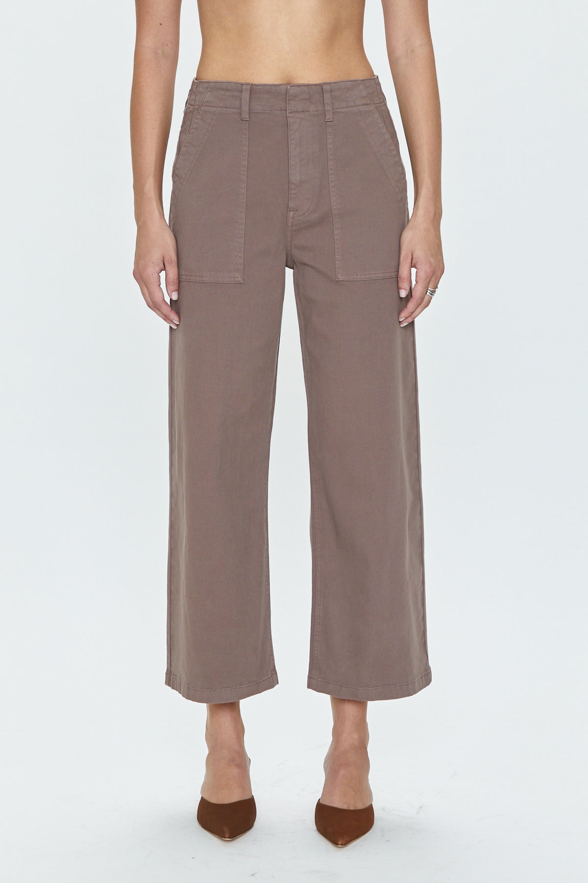 Sophia Wide Leg Utility Ankle - Dark Mushroom