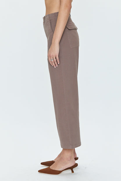 Sophia Wide Leg Utility Ankle Pant - Dark Mushroom