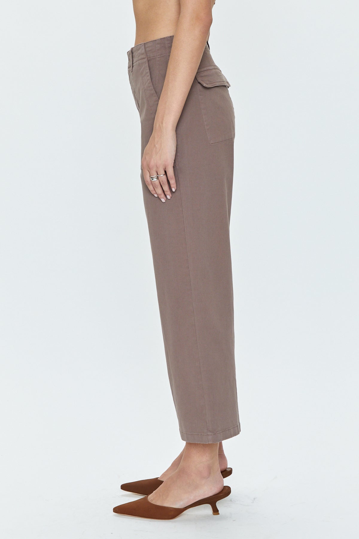 Sophia Wide Leg Utility Ankle - Dark Mushroom