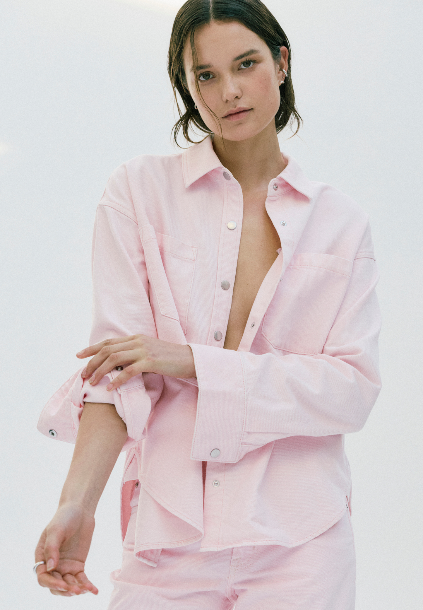 Pistola Elin Fluid Denim Shacket - Blush jeans