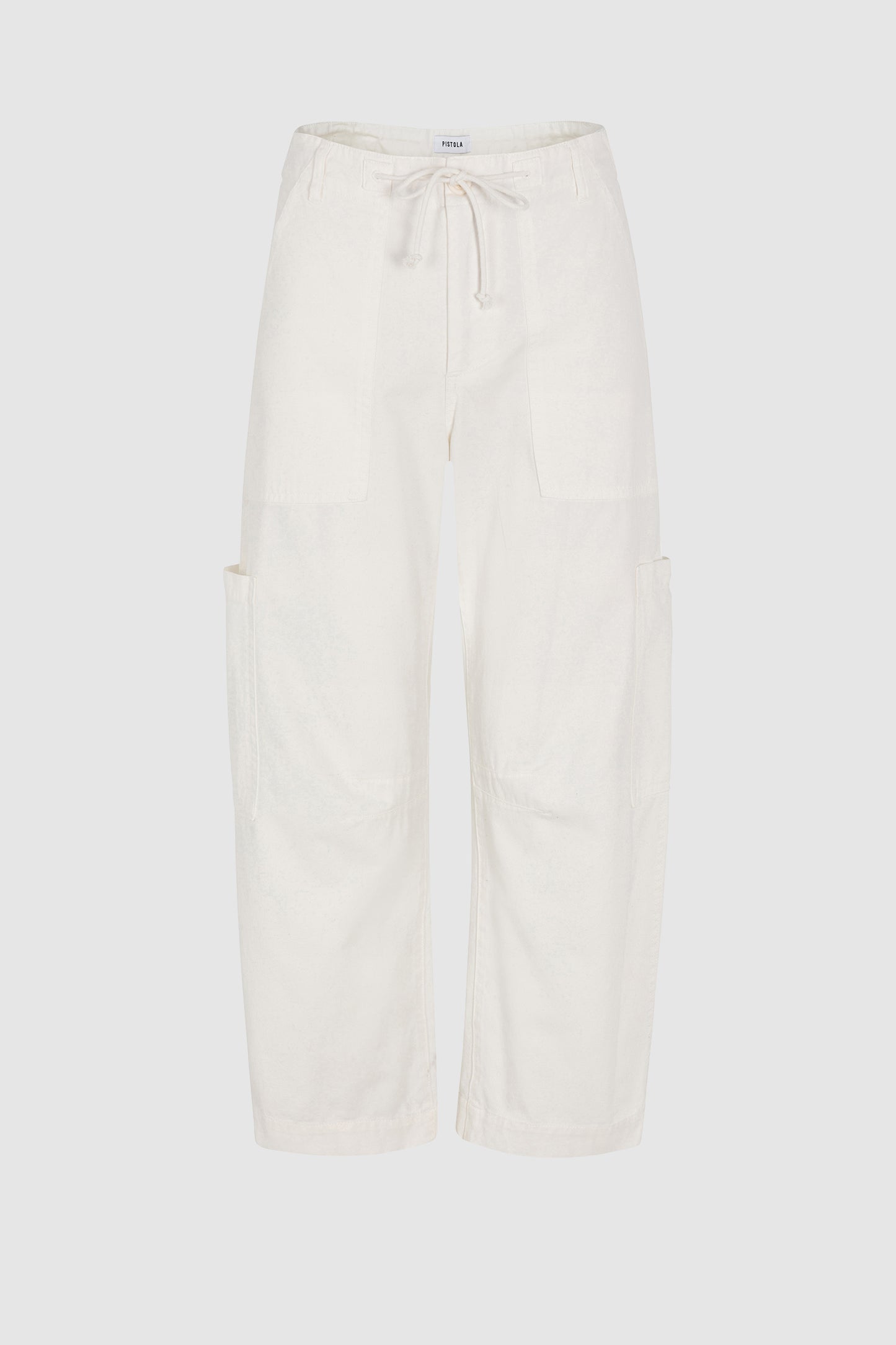 Pistola PETITE Sabrina Curved Utility Pants - White relaxed jeans