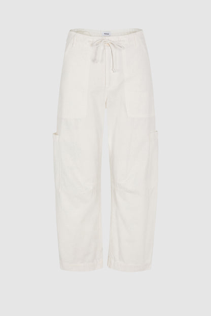 Pistola PETITE Sabrina Curved Utility Pants - White relaxed jeans