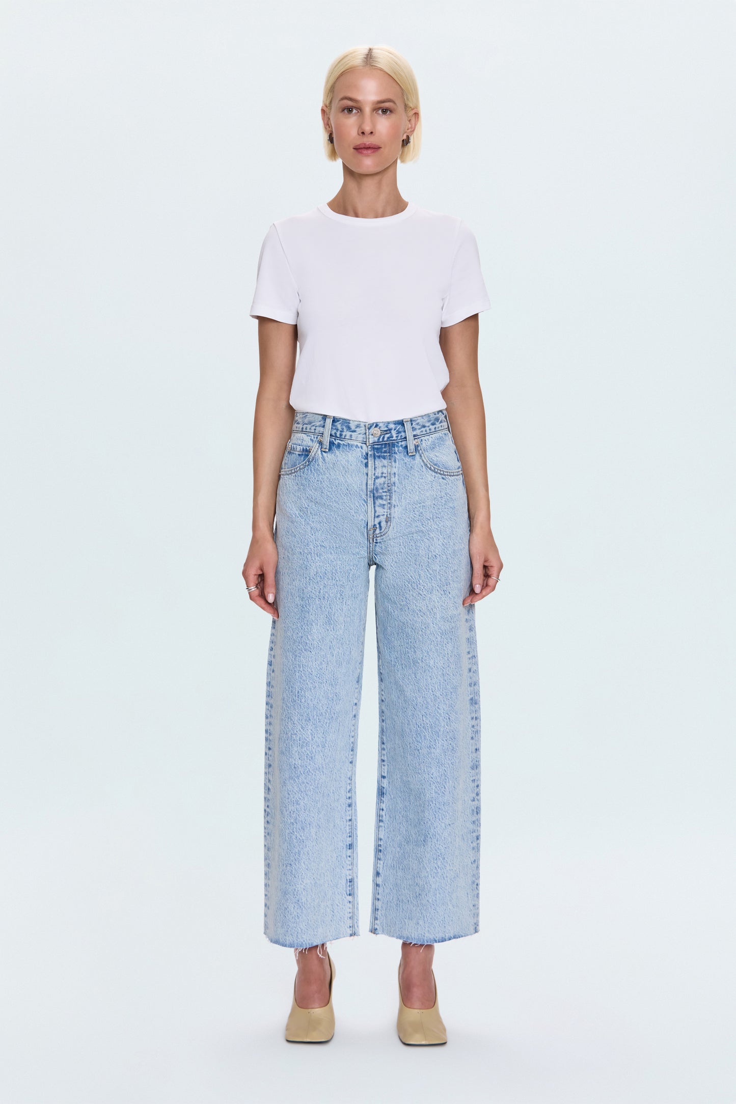 Pistola Tate High Rise Bowed Wide Leg Jean - Modena high rise wide leg cropped light wash jeans