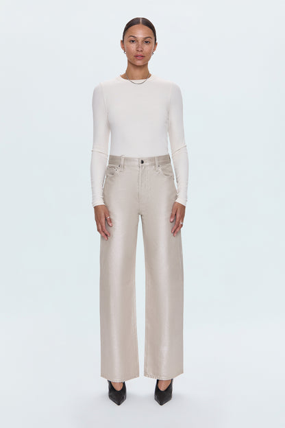 Tate High Rise Wide Bowed Jean - Champagne Luster