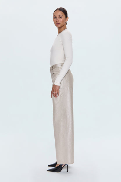 Tate High Rise Wide Bowed Jean - Champagne Luster