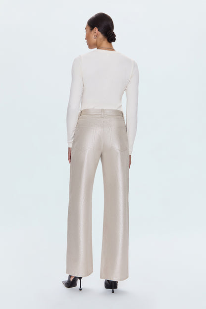 Tate High Rise Wide Bowed Jean - Champagne Luster