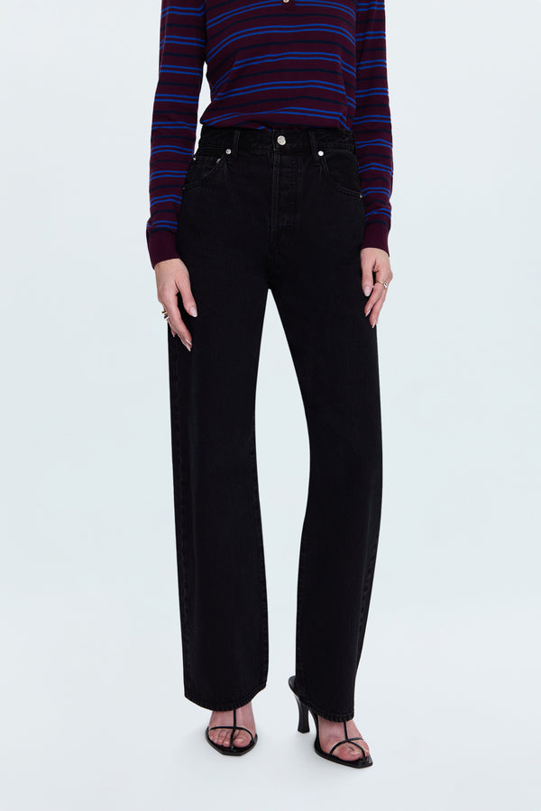 Tate High Rise Bowed Wide Leg Jean - Midnight Hour