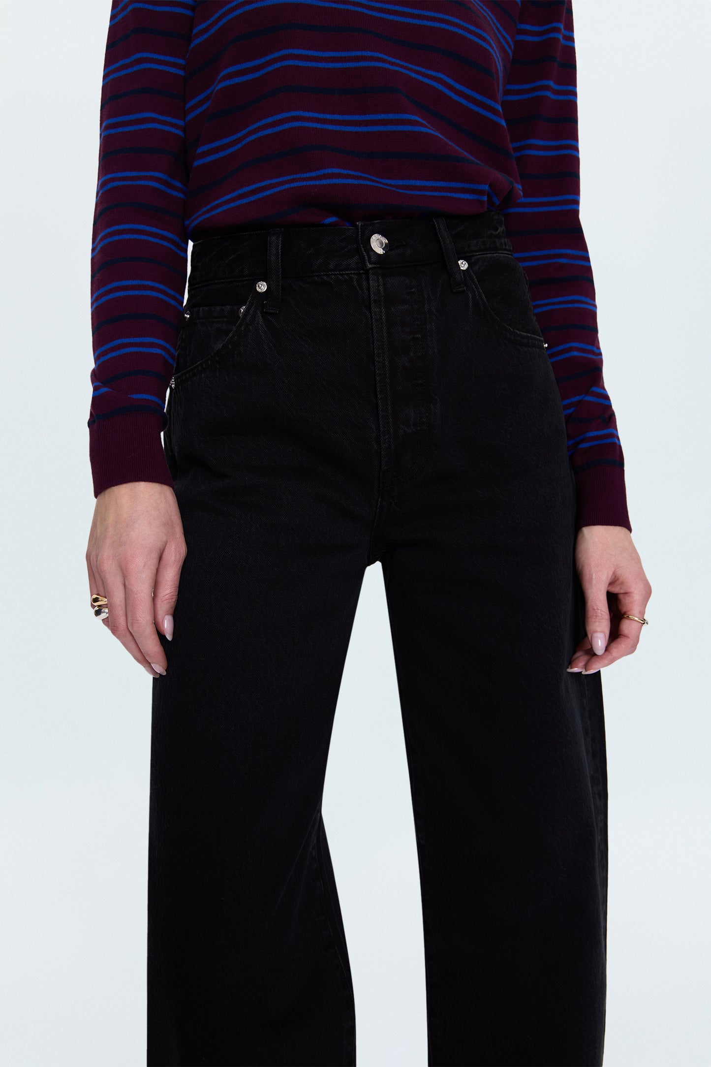 Tate High Rise Bowed Wide Leg Jean - Midnight Hour